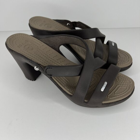 Crocs Cyprus IV Slip-On Sandal Heels Womens Size 9 Strappy Open-Toe Shoes - Picture 2 of 9